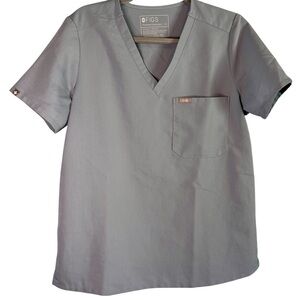 FIGS Technical Collection Casma V-Neck Scrub Top Grey Womens Mededium Mcal Nurse